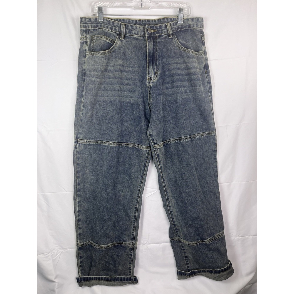 NWT Sumwon Blue Jeans‎ Mens 34x32 Distressed, Double Knee